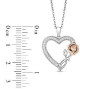 Enchanted Belle Crystal Rose and Heart Pendant in Titanium steel and Rose Copper and zinc alloy-19quot - Image 2