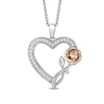 Enchanted Belle Crystal Rose and Heart Pendant in Titanium steel and Rose Copper and zinc alloy-19quot