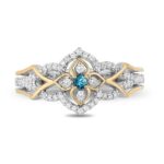 Enchanted Jasmine Swiss Blue Topaz and Crystal Ring in Titanium steel and Copper and zinc alloy
