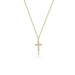 18K Gold-Plated Copper Cross Necklace with Zircon Stones